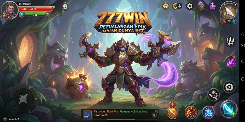 Screenshot gameplay 777WIN, menampilkan aksi epik dalam pertempuran RPG.