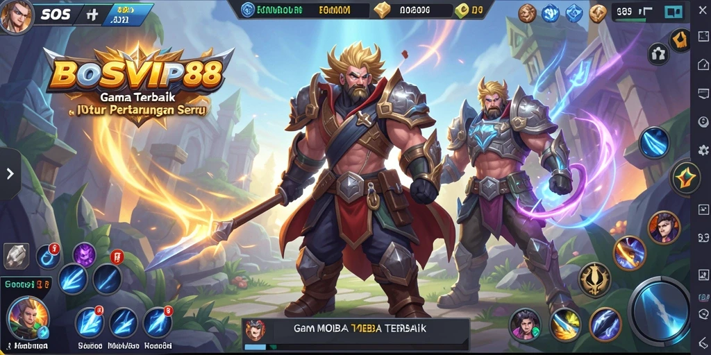 Tampilan gameplay seru dalam pertempuran MOBA.