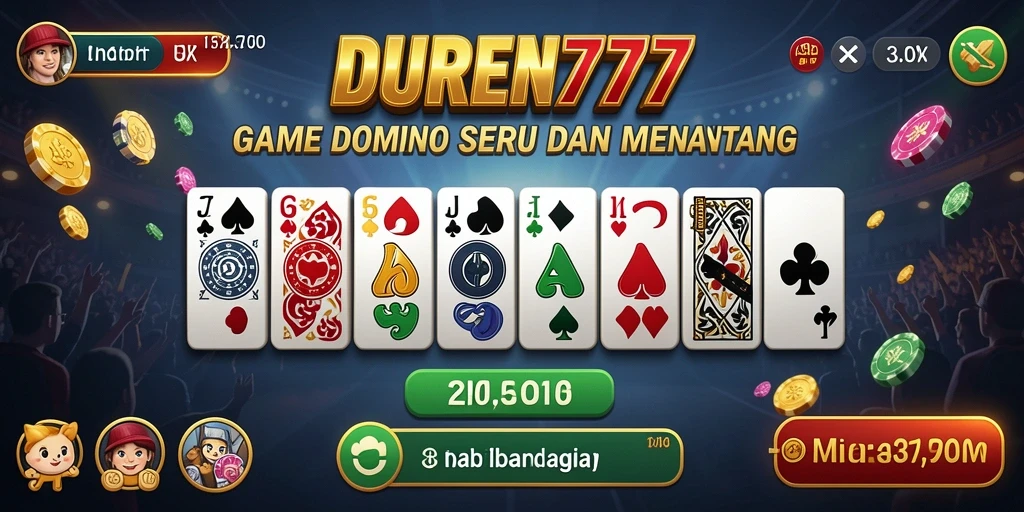 Screenshot gameplay DUREN777 menampilkan suasana bermain domino yang seru.