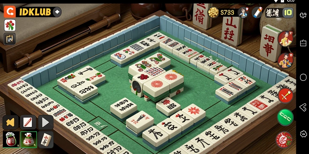 Tampilan screenshot IDKLUB menampilkan gameplay Mahjong yang menarik.