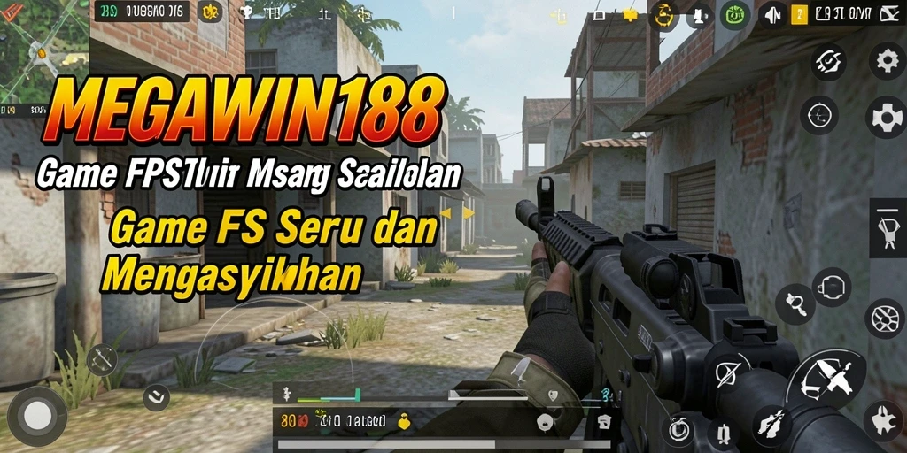 Tampilan seru gameplay MEGAWIN188 dari sudut pandang FPS.