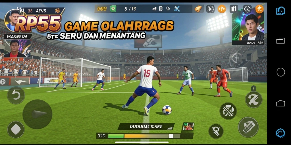 Screenshot gameplay yang menampilkan aksi olahraga seru di RP55.