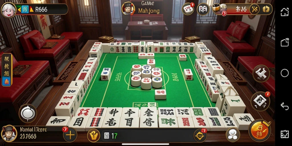 Screenshot gameplay RR666 menunjukkan aksi Mahjong yang mendebarkan.