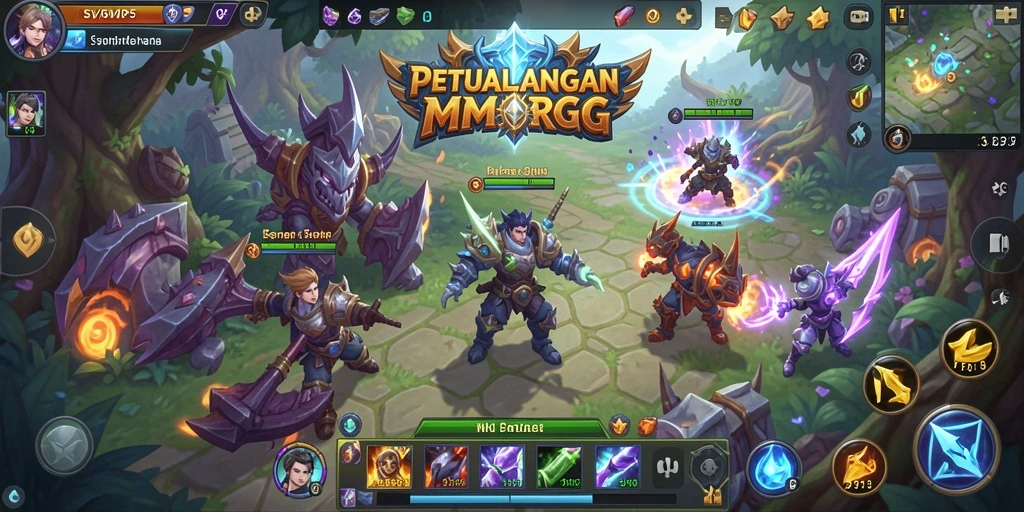 Screenshot gameplay SVIP5 yang menunjukkan pertarungan epik dalam MMORPG.