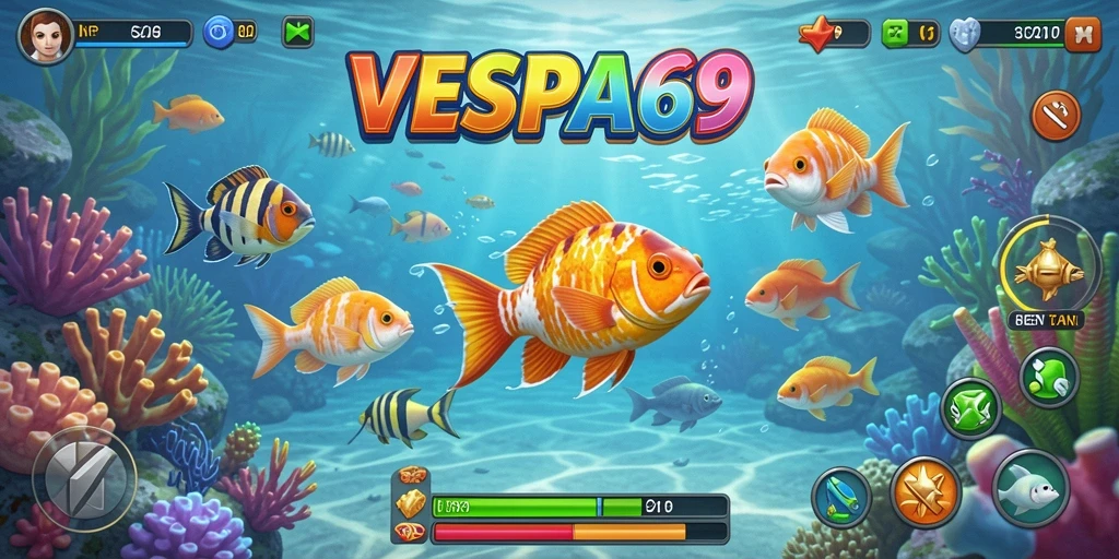Tampilan gameplay VESPA69 yang mendebarkan saat menangkap ikan.