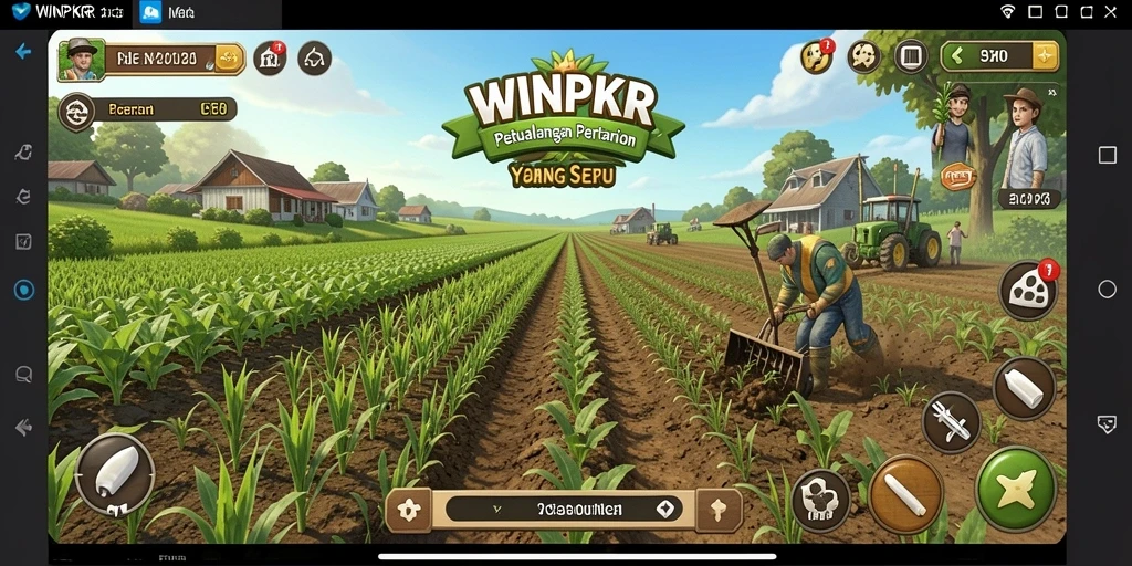 Tampilan gameplay WINPKR dengan aktivitas bertani yang menyenangkan.